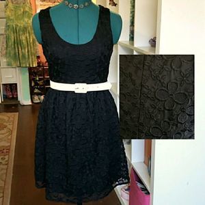 Embroidered black floral sun dress